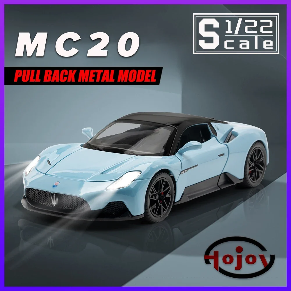 

Scale 1/22 Maserati MC20 Metal Diecast Alloy Toy Vehicles Cars Models for Boys Child Kids Pull Back Sound and Light Collection