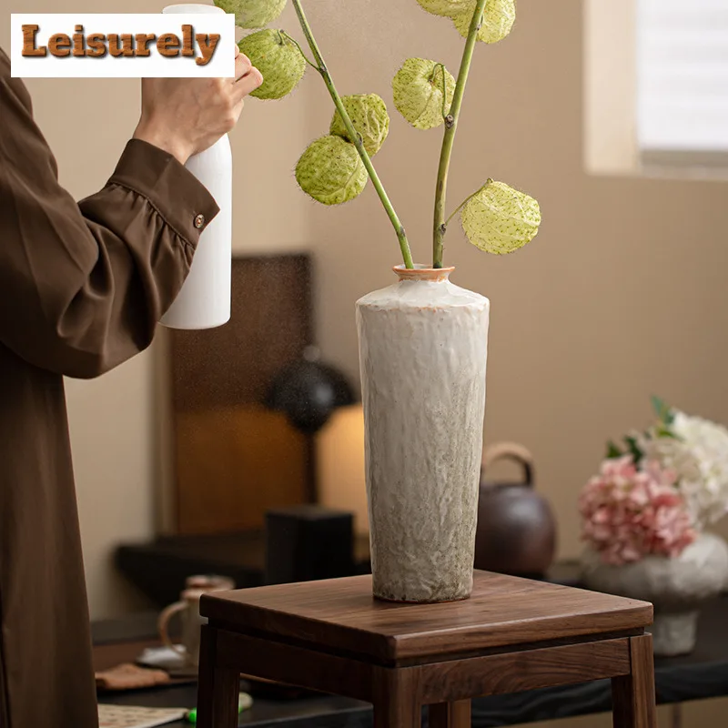 Wood-fired Porcelain Vase Boutique Room Decor Flower Basket Plant Pot Household Flowerpot For Tea Accessories Ornaments Craft