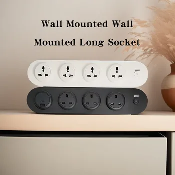 Wall Mounted Wall Mounted Long Socket EU/US/UK Plug Outlet USB-C Ports for Kitchen Garage Desktop PC Office Workshop Tools 4000W