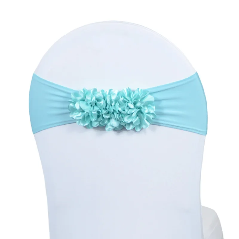 2024 꽃 리본 새틴 의자, 활 파티 이벤트, 호텔 연회, 홈 장식, 웨딩 의자, 매듭 핑크, 로얄 블루, 10 개, 핫 세일