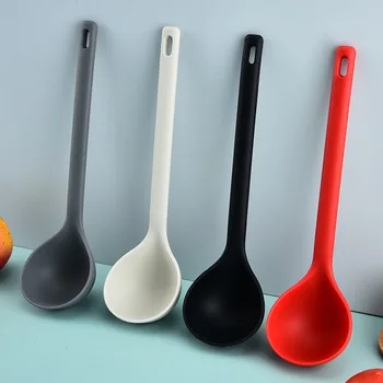 Cucchiaio da zuppa in silicone grande addensato Manico lungo Tagliatelle Ramen Bouillon Mestolo Cucchiai da cucina giapponesi Stoviglie Utensili da cucina 1