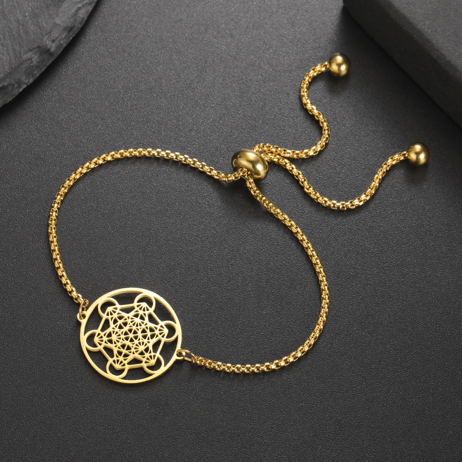 Lucktune Edelstahl Engel Siegel Erzengel Metatron Würfel Seil Armbänder für Frauen Spirituelles Amulett Schmuck Jubiläumsgeschenke – Detail 38