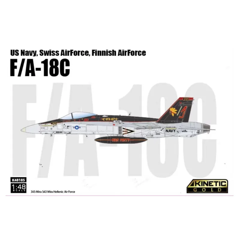키네틱 K48185 1/48 F/A-18C 미국 해군, 스위스 공군, 핀란드 공군 조립식 플라스틱 모델 키트