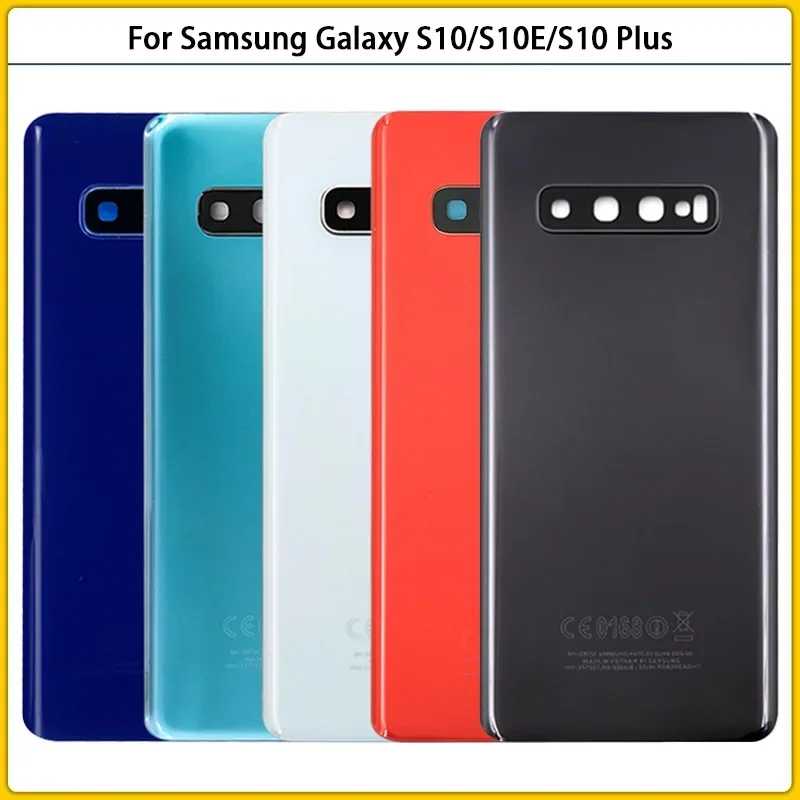 

New For Samsung Galaxy S10 / S10 Plus G973 G975 Battery Back Cover Glass Panel S10E Rear Door Housing Case Camera Lens Replace
