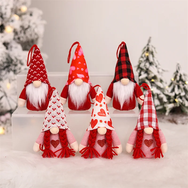 

Faceless Gnome Shine Doll Valentines Day Ornaments Couple Gift Window Wedding Party Christmas Decorations for Home New Year 2023