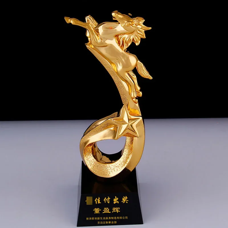 Customized Fishing Resin Trophy Award, Gold Cup, Crystal Base, Champion Sports Souvenir, Educational Props, Competition Toy, 1Pc