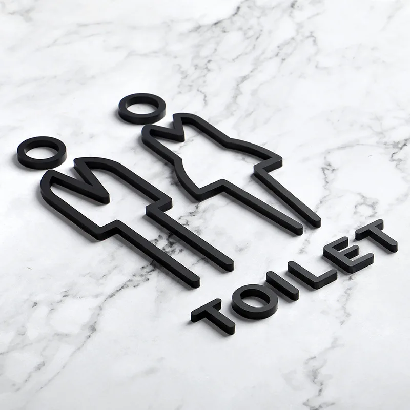 Black Gold Color Toilet Sign Plate Acrylic 3D Wash Room Door Wall Label Sticker Wc Holder Signage Board Art Hotel Home Decor wall stickers toilet stickers