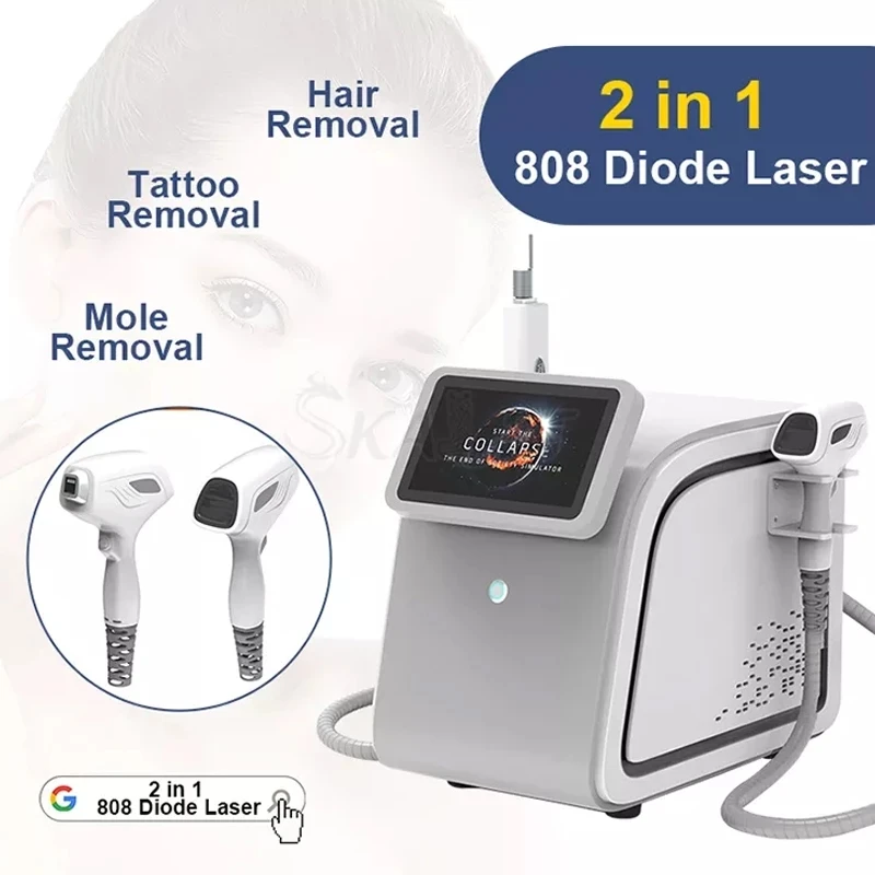 

2024 3000w 2in1 808nm Diode Laser Remove Hair Machine 755 808 1064 nm for Fast Hair Removal Machine ND Yag Tattoo Removal Laser