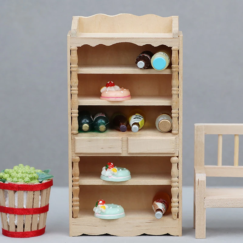 

1/12 Dollhouse Mini Cabinet Dolls House Cupboard Model Dollhouse Furniture Accessories For Kids Pretend Play Toy
