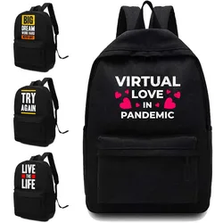 Women Backpack Shoulders School Bag Unisex Backpacks Designers Phrase Pattern Printed Canvas Laptop Backpack Sport Bags of Girls