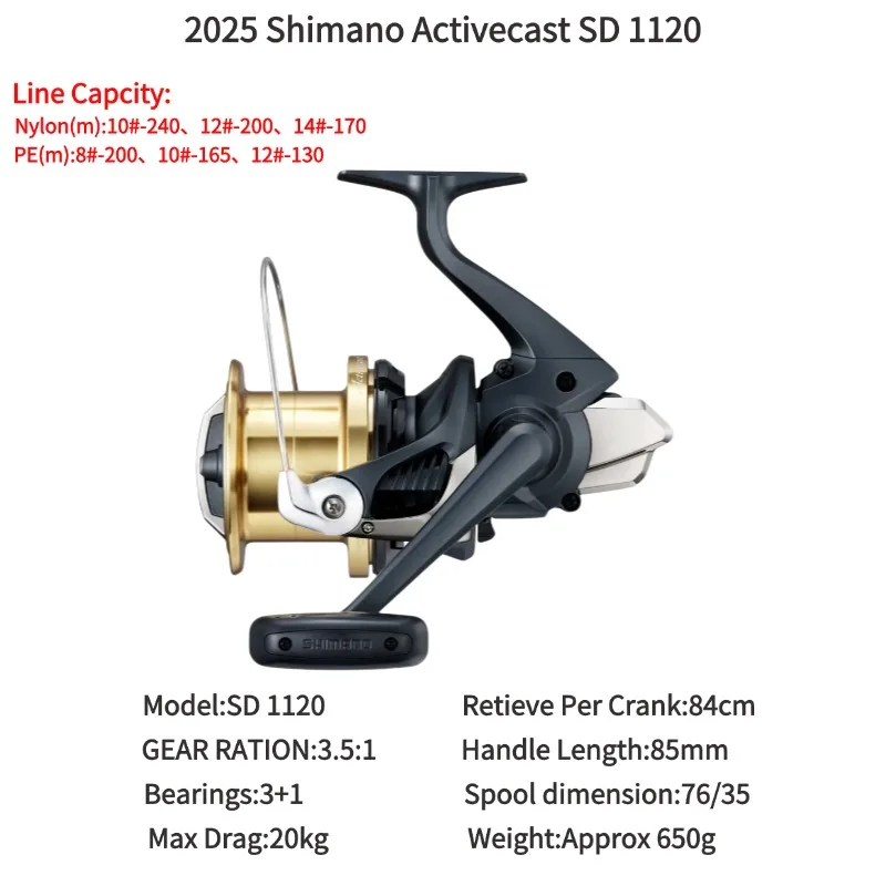 2025 Shimano Activecast Surfcast Fishing Reel Thin Lines
