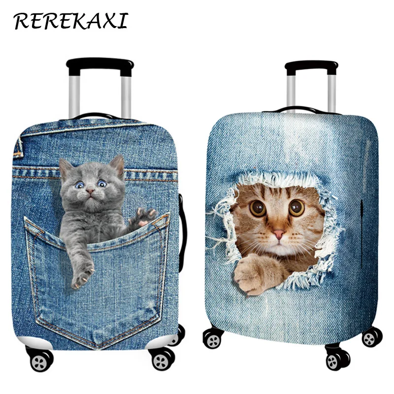 Suitcase Elastic Case Cover 3D Cat Luggage Protection Covers 18-32Inch Baggage Trolley Trunk Dustproof Cover Travel Accessories