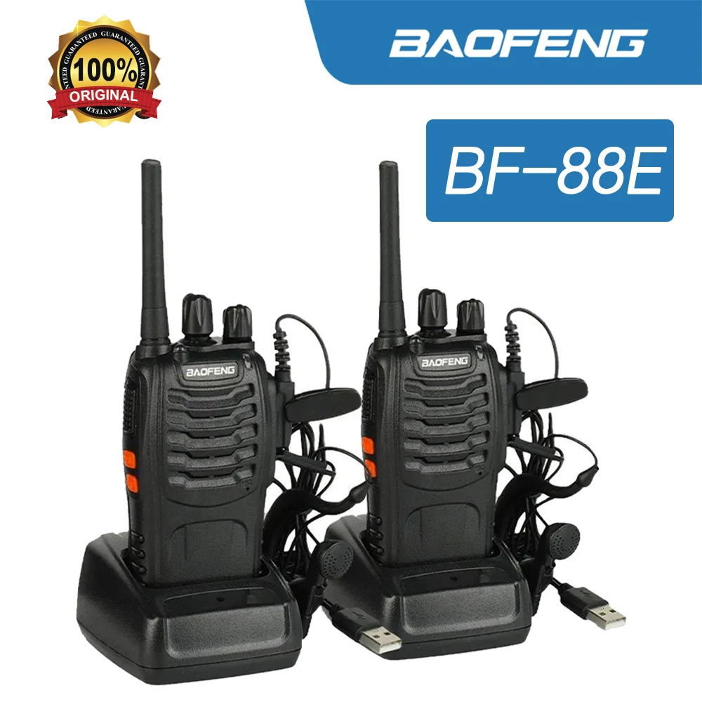 Baofeng Bf-88E 1500Mah Walkie Talkie Radio Bidirezionale Portatile A Lungo Raggio 2 Pz/Pacco Con Auricolare Caricabatterie Pmr446Mhz