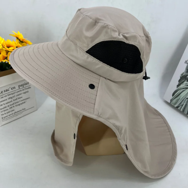 Outdoor Fisherman Hat Wide Brim Bucket Hat Neck Cover Men Summer Breathable Mesh Sun Protection Visor Anti UV Cap Unisex sun hats sun hat fisherman hat bucket hats sunscreen hats