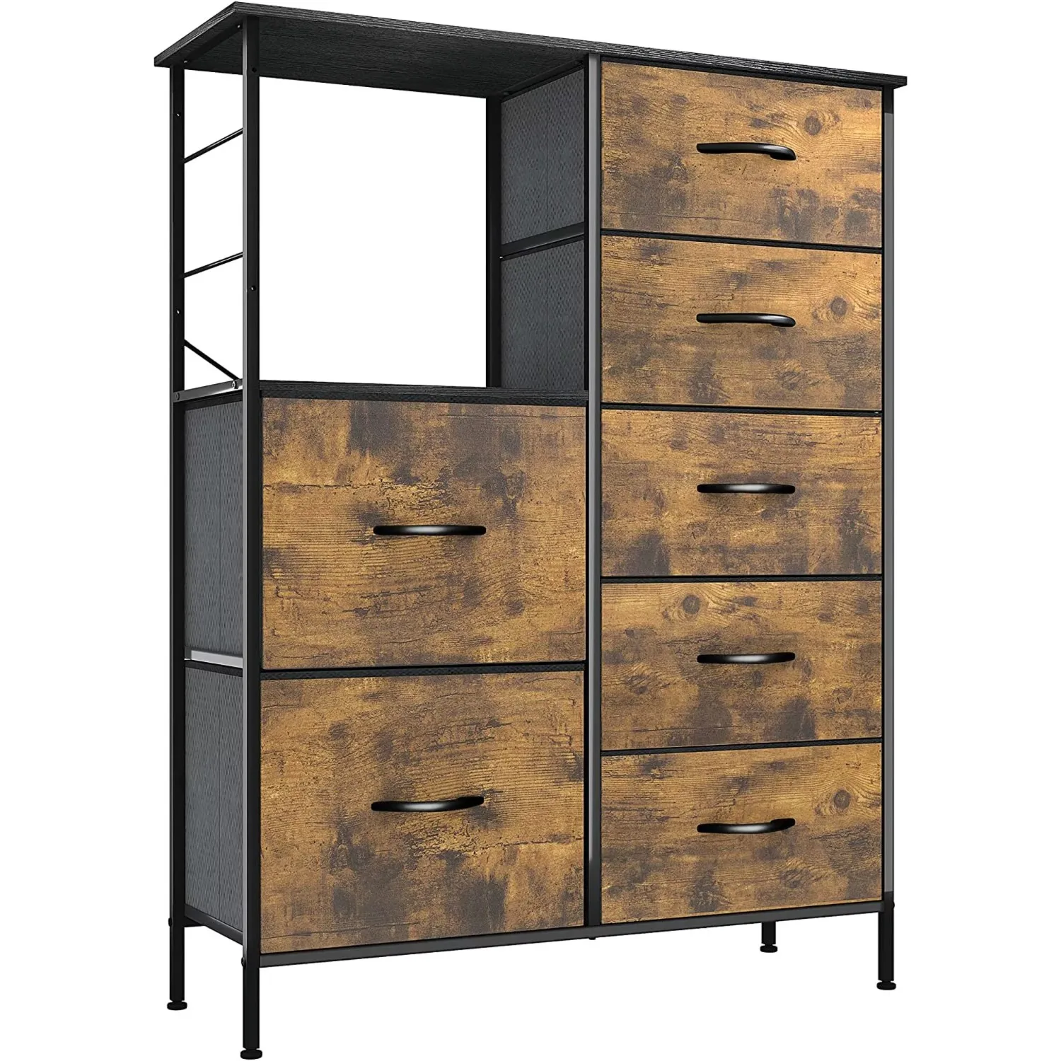 

Tall 7 Drawer, Fabric Storage Tower-Organizer Unit for Bedroom, Living Room, Hallway, Closets & Nursery Dresser, Rustic Brown