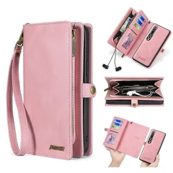 Elegant Leather Zipper Wallet Case with Magnetic Closure - Flip Phone Cover Handbag - Xiaomi Mi 11T (Pink)
