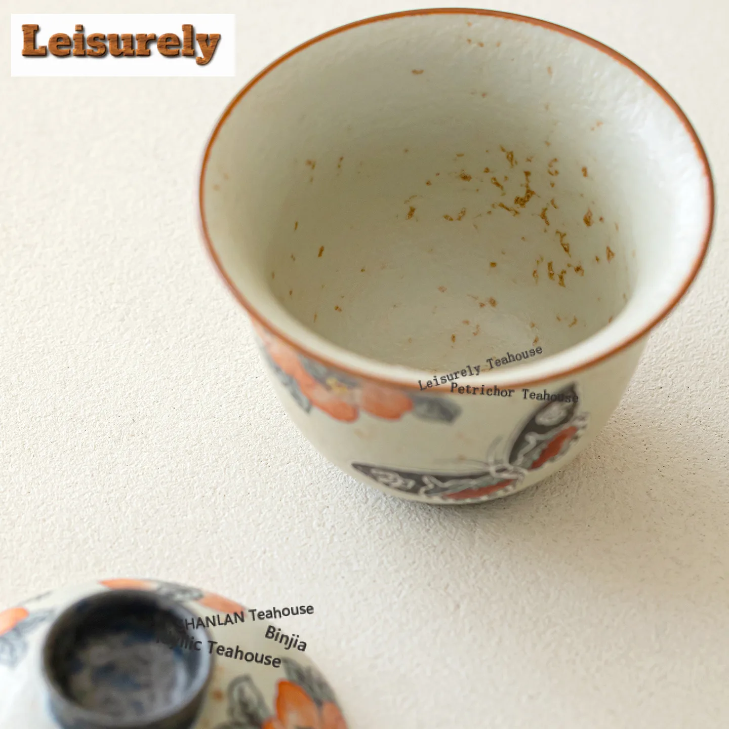 150ml Caramel Glaze Peach Butterfly Gaiwan Traditional Tea Tureen Tea Bowl With Lid Kit Tea Making Cover Bowl Tableware Ornament