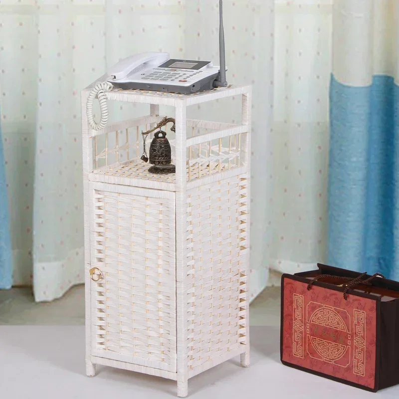 Rattan Children's Wardrobe and Bedside Table Solid Wood Toy Storage Cabinet Bedroom Specials for Phone Storage