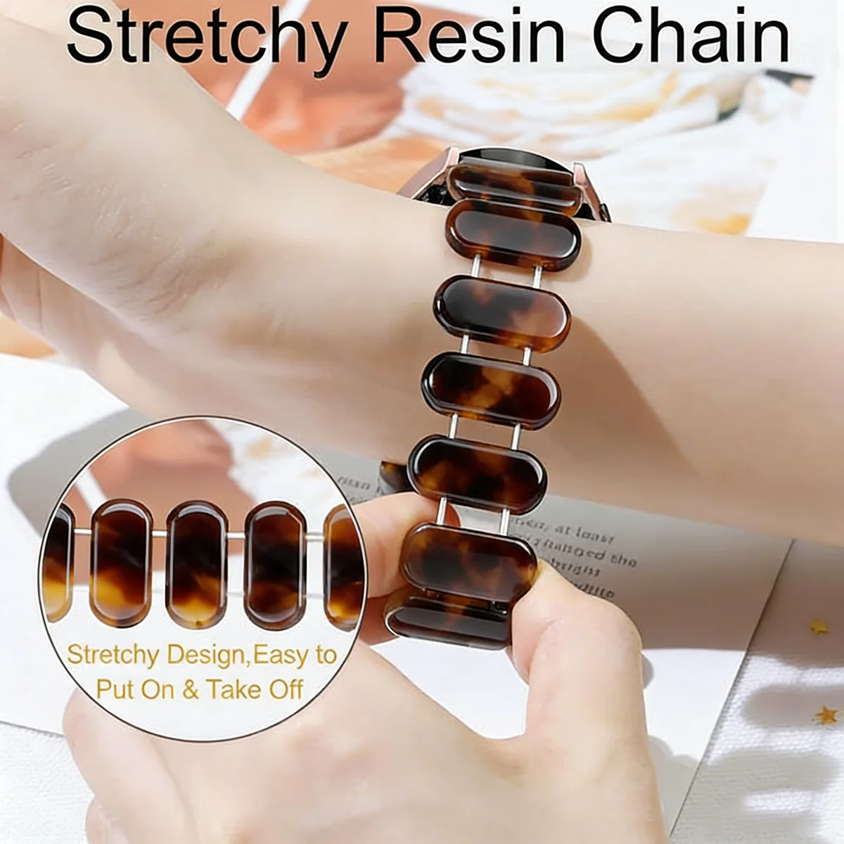 Elegant Resin Beaded Bracelet Strap