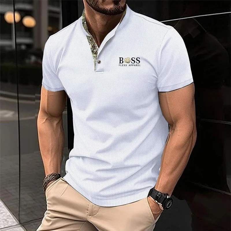 

Summer short-sleeved POLO shirt men's casual stand collar high quality T-shirt street casual style Europe and the United States