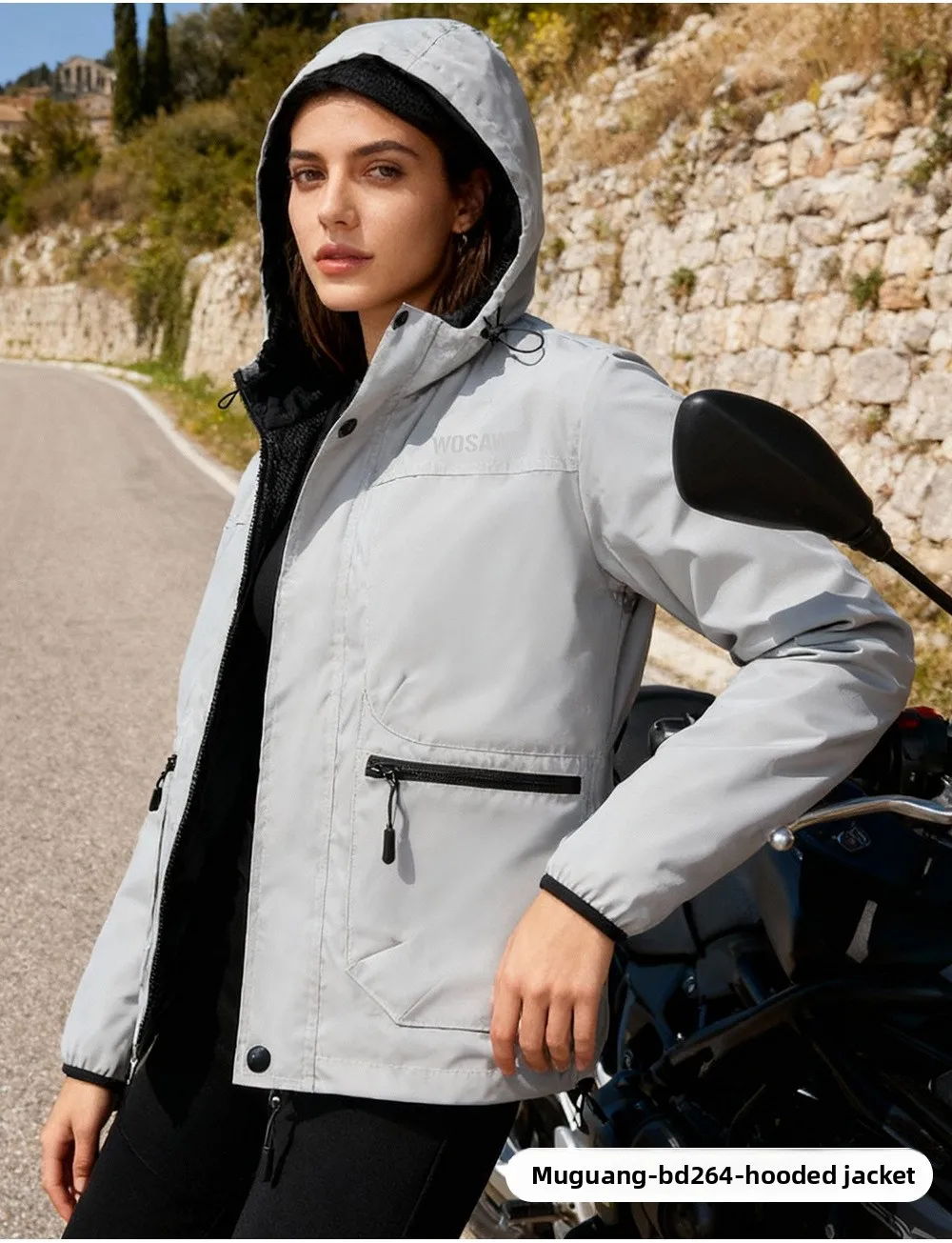 WOSAWE دراجة نارية سترة عاكسة كاملة الرجال النساء ليلة لامعة سترة واقية الشارع ركوب الهيب هوب فضفاض مقنعين معاطف مع جيوب