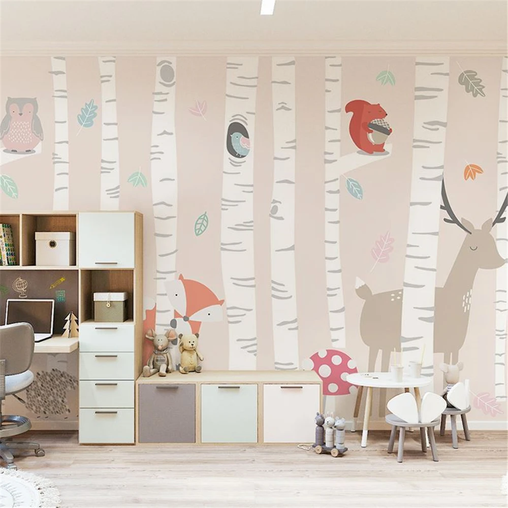 Personalizado Bonito Raposa Papéis de Parede para Quarto das Crianças Meninas dos Desenhos Animados Mural Arte Wallcloth Jardim Infância 3d Decoração da Sua Casa