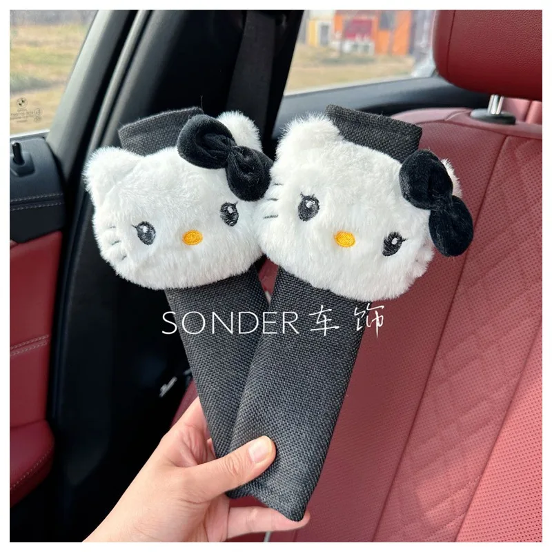 

Мультяшные аниме Sanrioed Hellokittys плюшевые куклы Накладка для ремня безопасности автомобиля Kawaii Плюшевые куклы износостойкие противоскользящие рукава автозапчасти