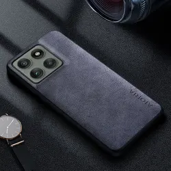 Premium Luxury Leather Phone Case - Retro Business Style Solid Color Cover - Edge 50 Ultra (GRAY)