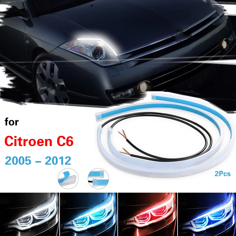 

2Pcs Newest Start-Scan LED Car DRL For Citroen C6 2005-2012 Daytime Running Light Auto Flowing Turn Signal Guide Thin Strip Lamp