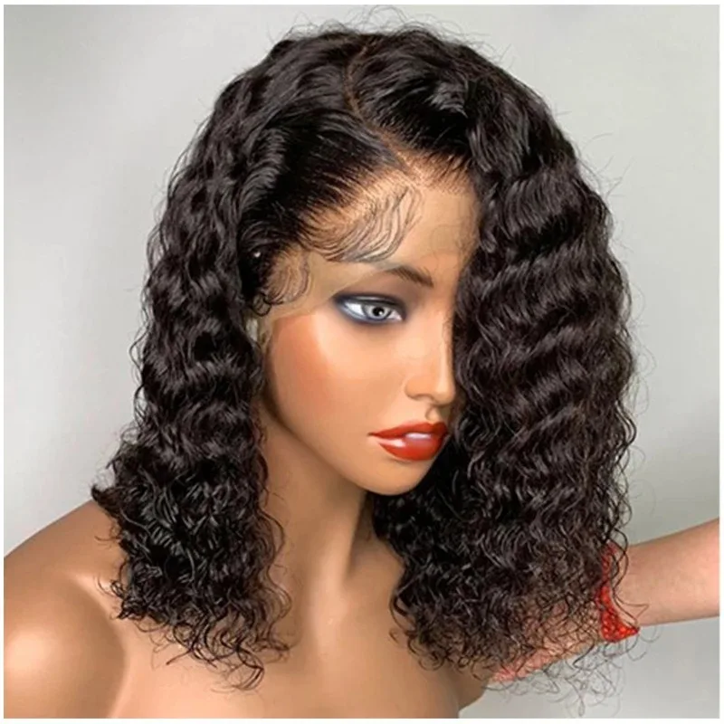 

European and American wigs, women's black lace front wig,chemical fiber,high temperature wire, small curly hair, African wig set