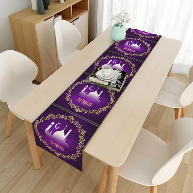 Eid al-Fitr Muslim Eid Decoration Tablecloth Moon Festival Home Long Tablecloth Placemat Mubarak Decorative Tablecloth