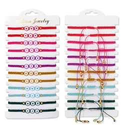 Colorful Natural Stone Adjustable Rope Bracelets - Handmade Bohemian Set with Cards (12 Pieces) - 12Pcs (30.Heart Star)
