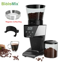 Moulin à café électrique BioloMix avec anneau magnétique – 30 réglages de broyage précis pour expresso, américain et verser sur le café, Au 1