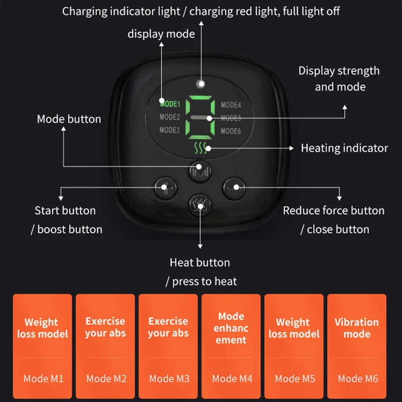 EMS Abs Trainer Heating Electric Muscle Toner Abdominal Toning Belt Muscle Training Body Slim Loss Weight Home Gym Fitness Unise