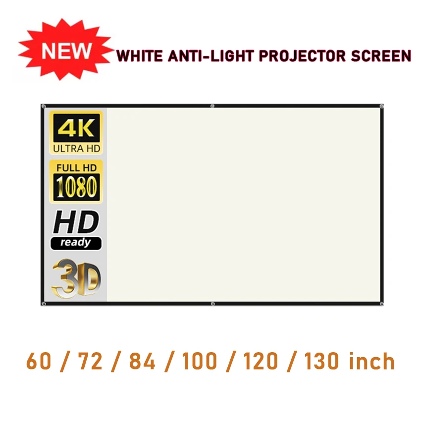 ProjectorScreenWhiteGridAntiLight169PortableReflectiveHouseholdoffice4KHD