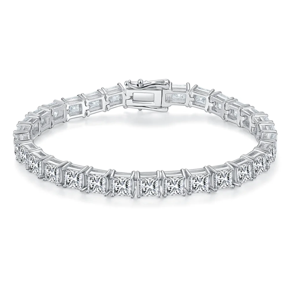 

BOEYCJR 925 Silver Princess Cut 4.5x4.5mm 0.5ct each D color VVS1 Tennis bracelet Moissanite Bracelet For women or Men