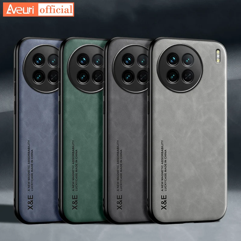 Luxus PU Lieder Hülle Fir Vivo X90 X80 X70 Pro Plus Cover Autohalterung Matt Silikon Telefonshülle Fir Vivo X80 Pro X80 Lite Coque_voghion.com