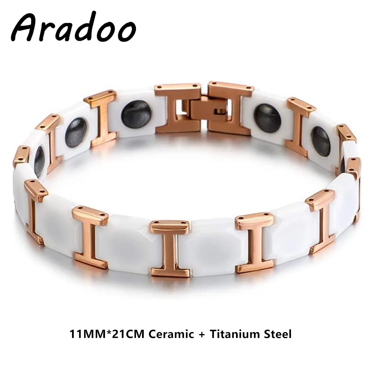 Titanium Steel & Ceramic Magnetic Hematite Sport Bracelet
