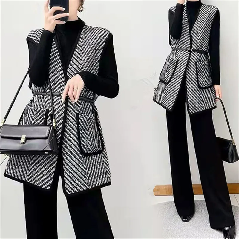 

2023 Autumn Winter Fashion Faux Fur Vests Women New Elegant Artificial Waistcoat Sleeveless Coats Femme H547