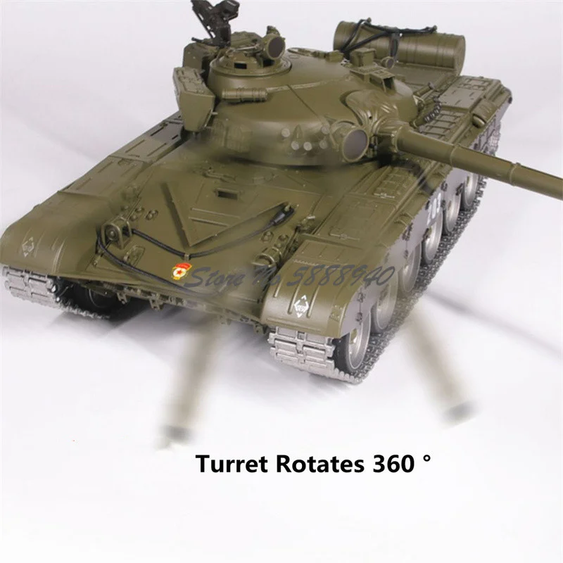 Omnidirectional Drive Metal 65CM Oversized T-72 Remote Control Tank 1:16 Launch Bullet Smoke Sound Barrel lift Electric RC Tank 5