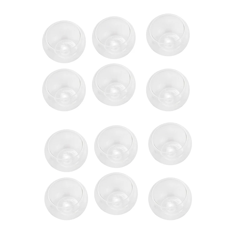 

12Pcs 50Ml Clear Drinking Healthy Cup Heat Resistant Double Wall Layer Tea Cup Water Flower Tea Cups