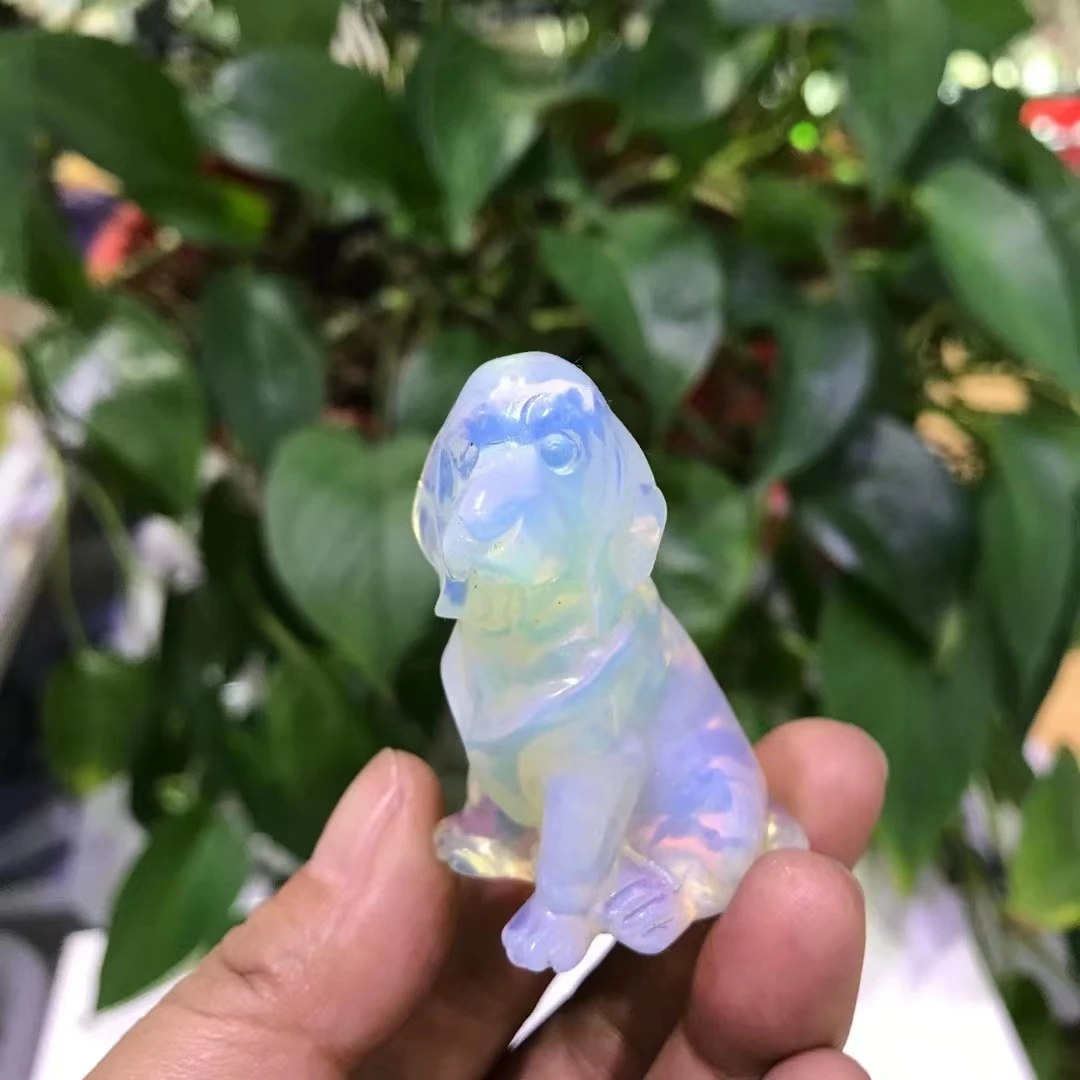 

50mm Natural opal Labradors DOG Figurine Crystal Carved Statue animal Home Ornament art collectible Gift 1pcs