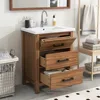 24" Bathroom Vanity with Sink,Bathroom Vanity with a Tip-Out Drawer and Two Pull- Out Drawers, Freestanding Single Sink , Wood 1
