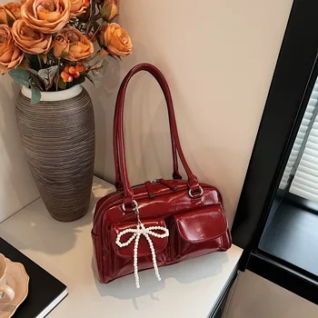 Fashionable Underarm Bow Bag for Women 2024 Korean Edition New Simple Leisure Pillow Bag Trendy Versatile Shoulder Bag 1