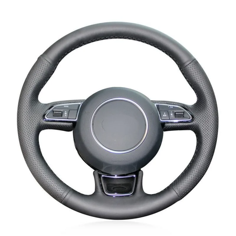 

Чехол рулевого колеса для Audi A1 A3 A5 A7, сшитый вручную, из черной искусственной кожи