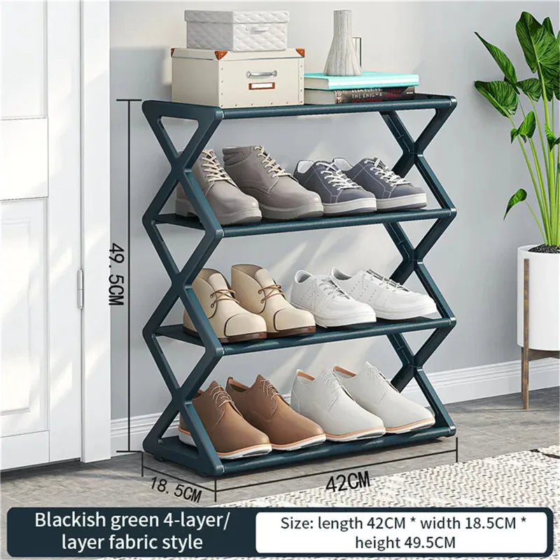 4 Tiers X-Shaped Shoe Rack For Home Steel Assembly Shoecase For