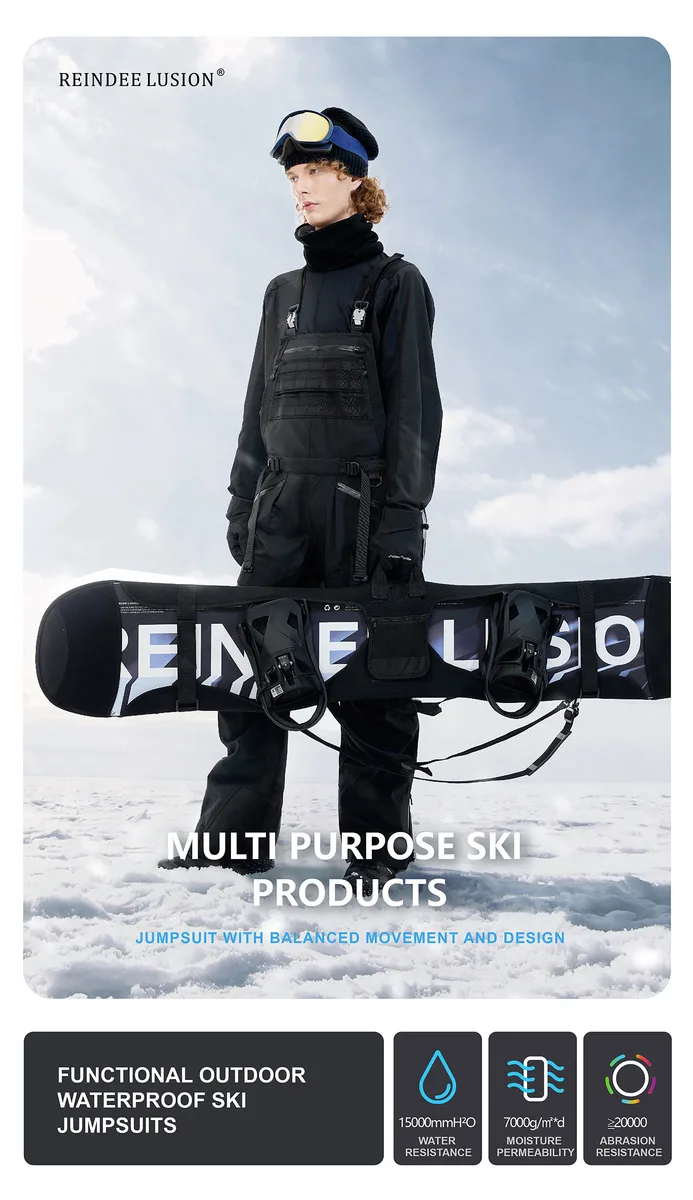 Reindee Lusion 22FW Functional outdoor waterproof ski jumpsuit 3L composite fabric fidlock buckles techwear gorpcore
