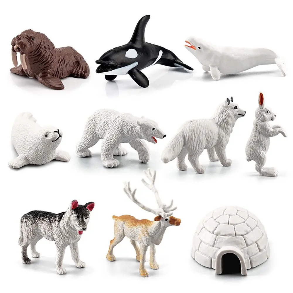 

Learning Micro Landscape Polar Bear Fox Rabbit Miniature Seals Walruses Whale Reindeer Figurine Arctic Animal Model