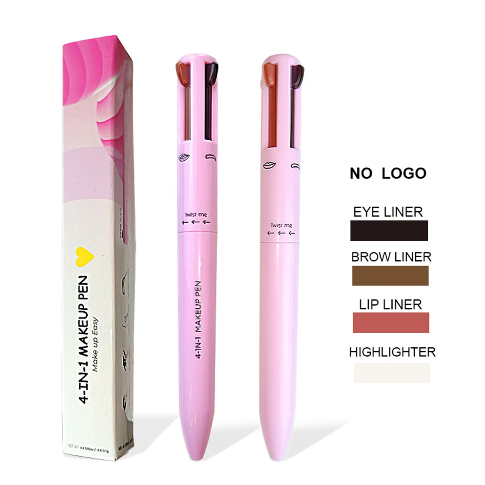 

4 In 1 Eyebrow Eyeliner Lip Liner Highlighter Pencil Waterproof Drawing Eye Brow Long Lasting Sweatproof Makeup Cosmetic Tools