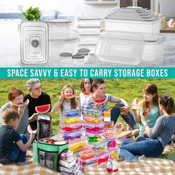50 Pcs Large Food Storage Containers with Lids Airtight-85 OZ to Sauces Box-Total 526OZ Stackable Kitchen Bowls Set Meal Prep 5